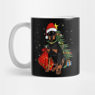 Doberman Pinscher Christmas Dog Santa Hat Xmas Tree Mug